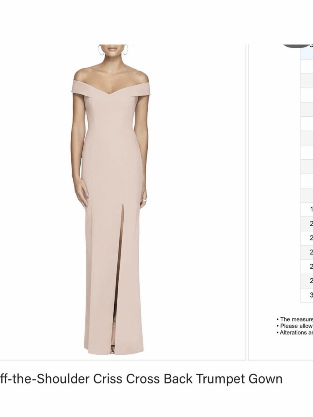 Dessy Collection Blush Off-the-Shoulder Gown with Front Slit